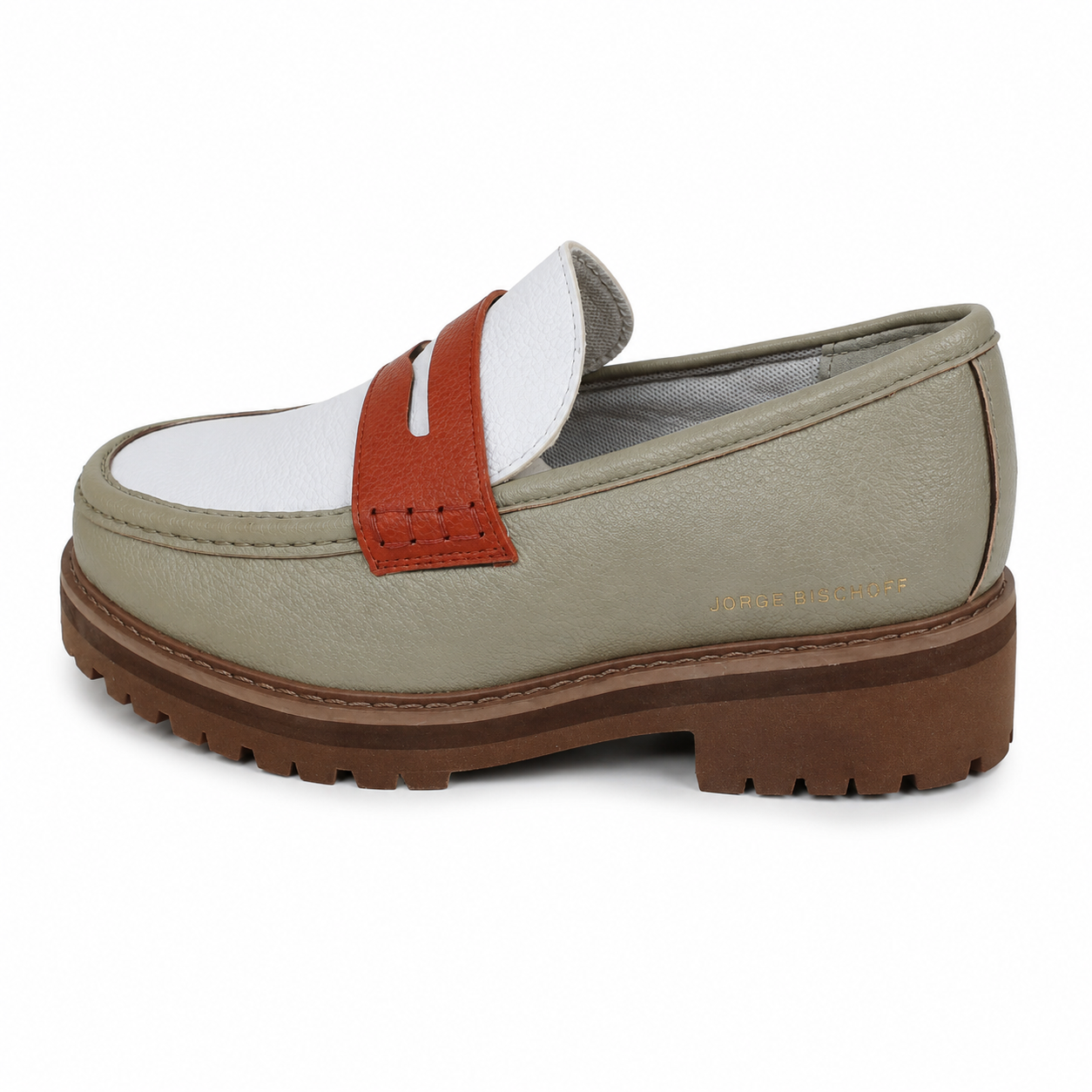 Jonathan D C7 Sage, White & Rust Moc Loafer – Chunky Sole Smart Casual Shoe - Image 4