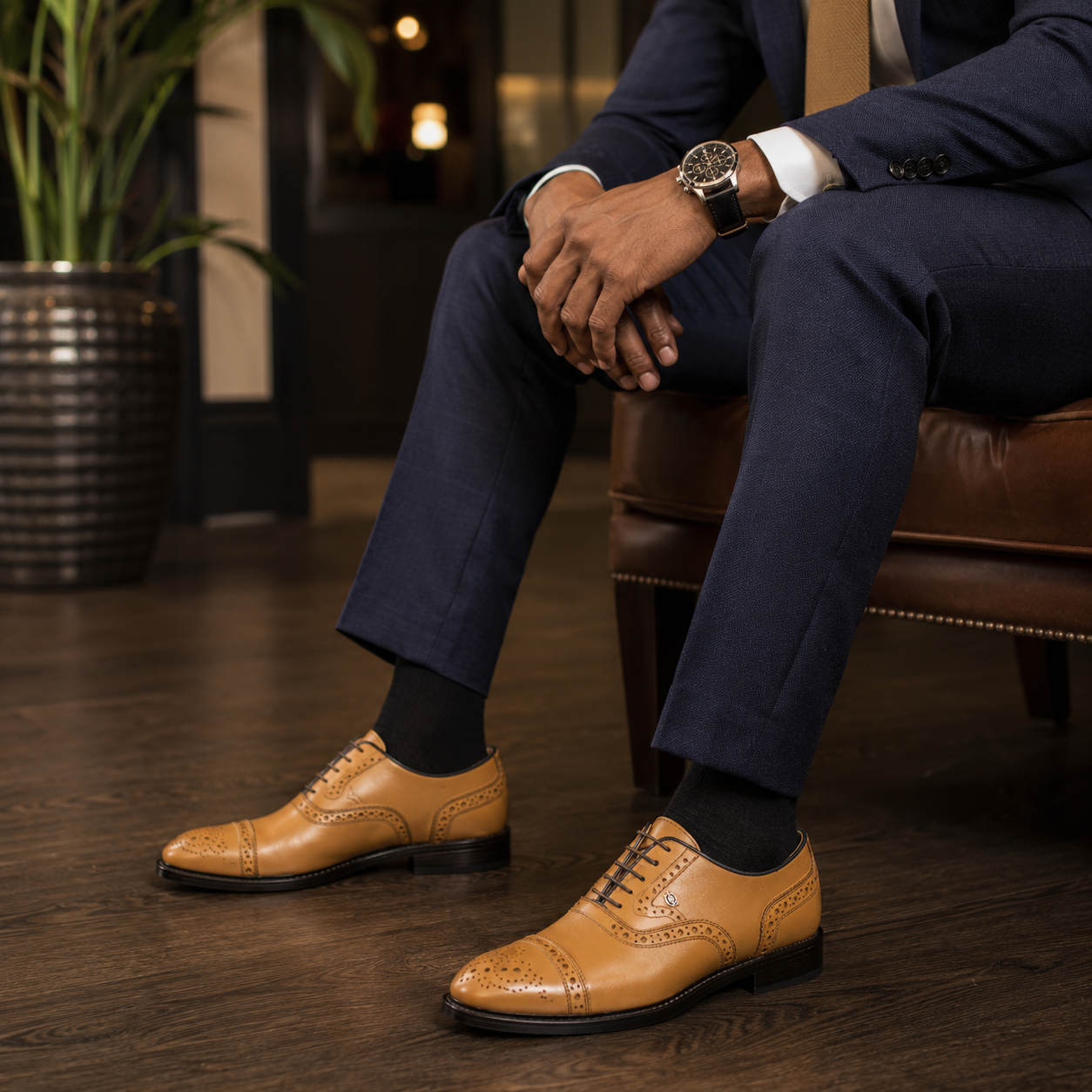 Crockett & Jones Bolton Biscuit Leather Brogue Oxford Shoes - Image 2