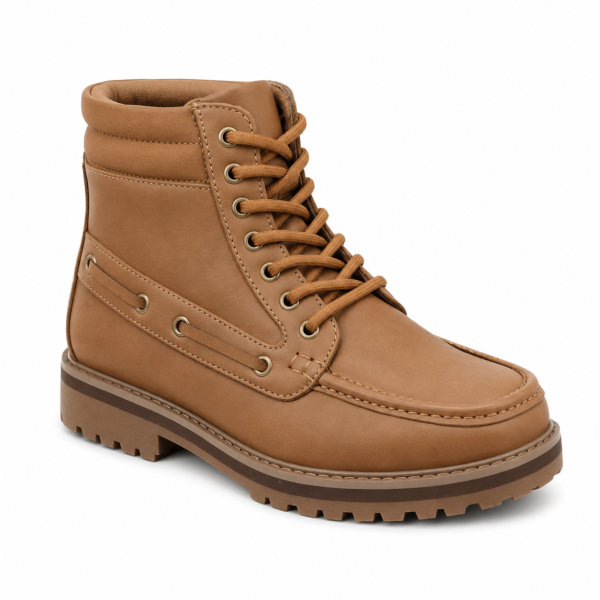 Jonathan D Men’s Tan High-Top Moc Boot – Rugged Lace-Up Casual Boot
