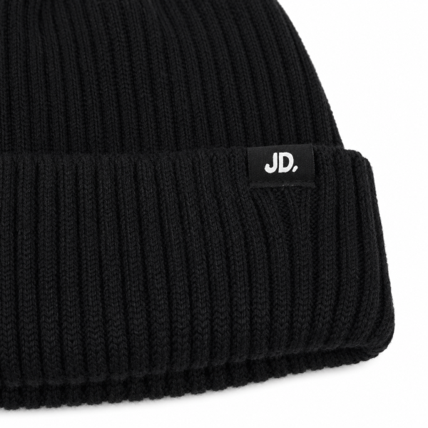 Jonathan D Ribbed Knit Beanie – Black - Image 3