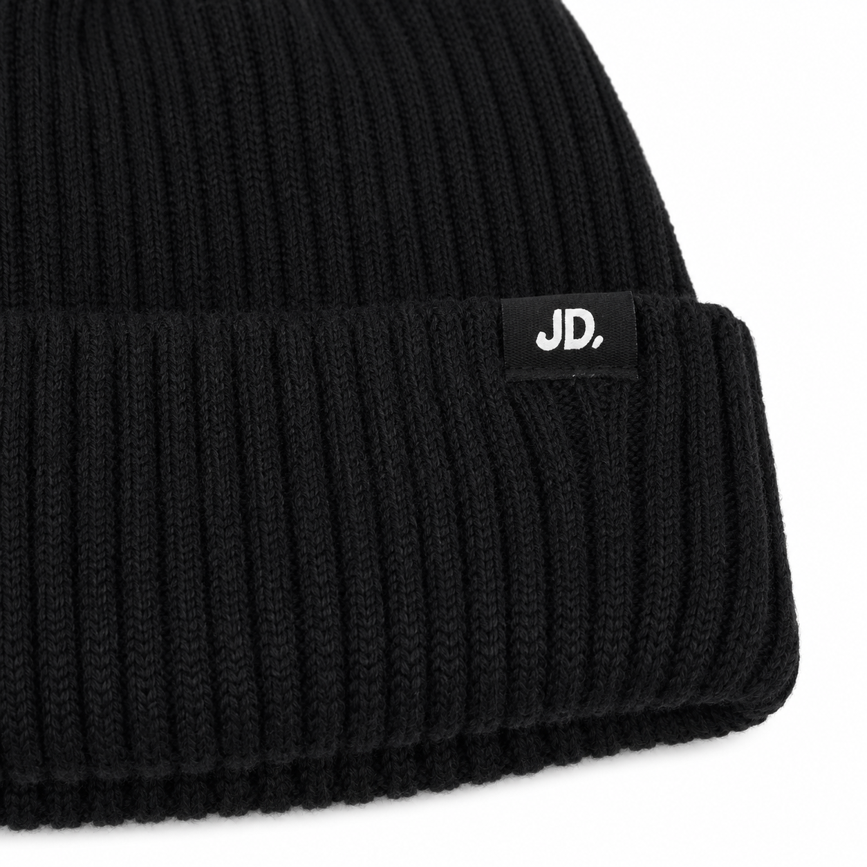 Jonathan D Ribbed Knit Beanie – Black - Image 3