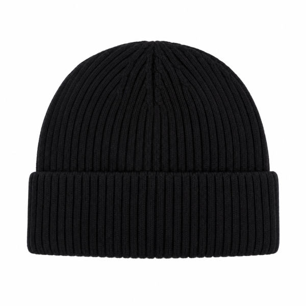 Jonathan D Ribbed Knit Beanie – Black - Image 4