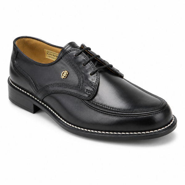 Crockett & Jones George Black Glace Leather Lace-Up Shoes – 62.C16470F