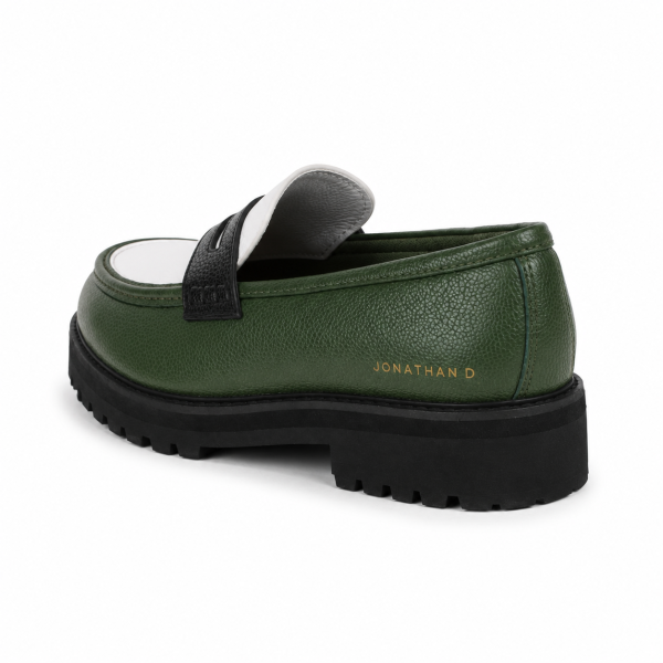 Jonathan D C57 Green, White & Black Pebble Moc Loafer – Chunky Sole Smart Casual Shoe - Image 7