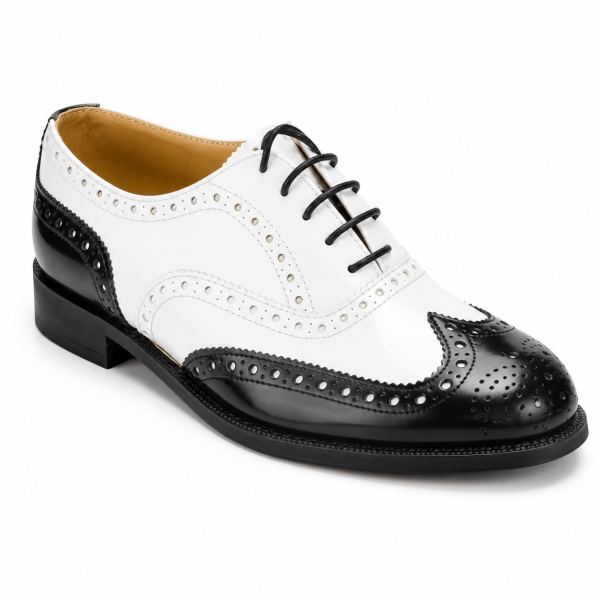 Crockett & Jones Damian Black & White Two-Tone Brogue Shoes – 62.C16692M
