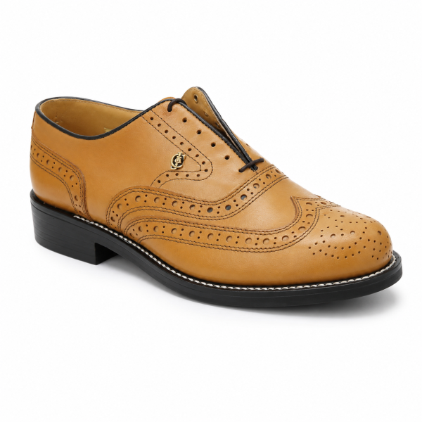 Crockett & Jones Biscuit Buff Calf Full Brogue Leather Shoes – 62.C15800A