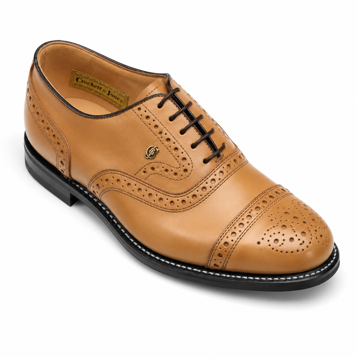 Crockett & Jones Bolton Biscuit Leather Brogue Oxford Shoes - Image 5