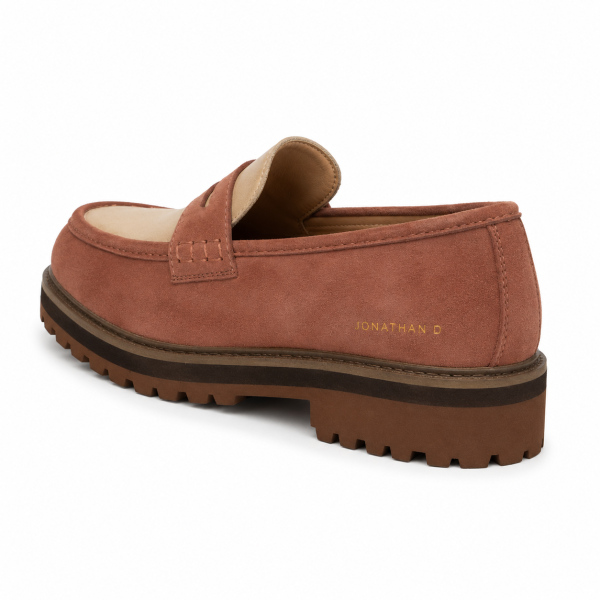 Jonathan D C30 Two-Tone Suede Moc Loafer – Dusty Pink Chunky Sole Smart Casual Shoe - Image 4