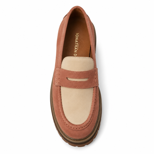 Jonathan D C30 Two-Tone Suede Moc Loafer – Dusty Pink Chunky Sole Smart Casual Shoe - Image 6