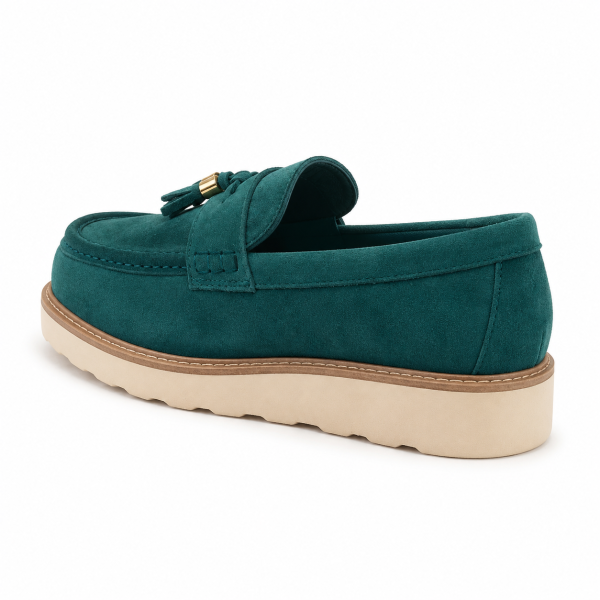 Jonathan D C42 Scout Suede Tassel Loafer – Teal Green | Chunky Smart Casual Shoe - Image 6
