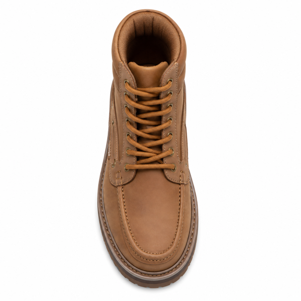 Jonathan D Men’s Tan High-Top Moc Boot – Rugged Lace-Up Casual Boot - Image 4