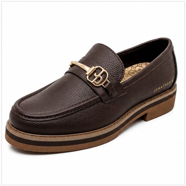 Jonathan D C34 Men’s Chocolate Brown Monogram Loafer – Gold-Tone Detail | Sizes 6–10