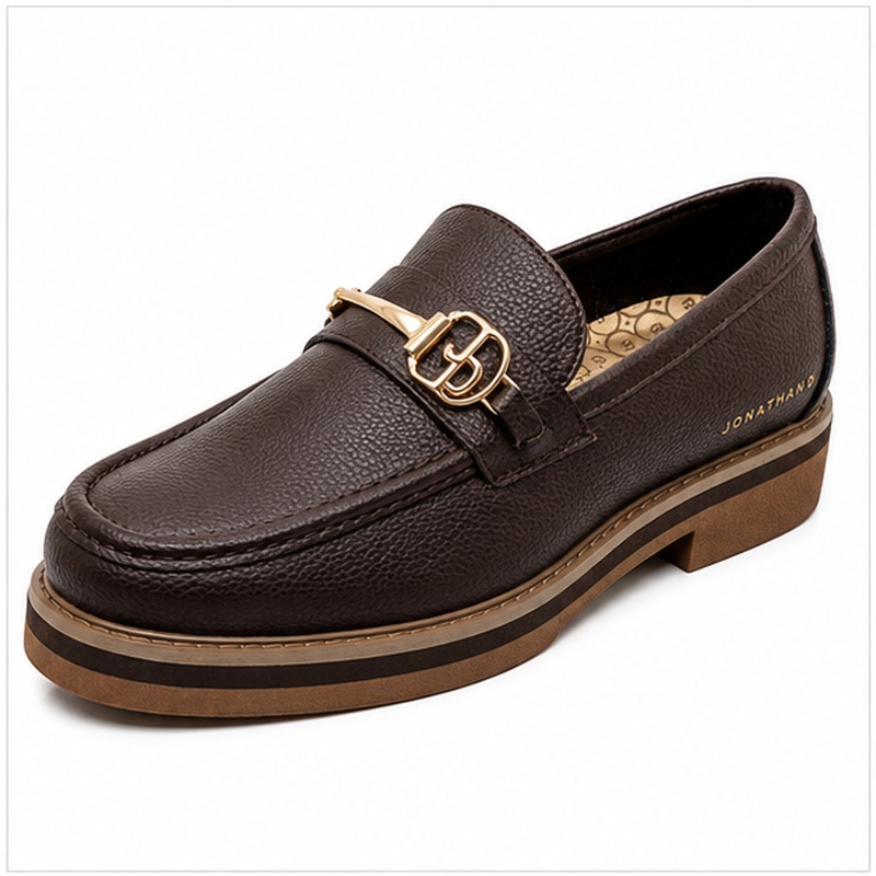 Jonathan D C34 Men’s Chocolate Brown Monogram Loafer – Gold-Tone Detail | Sizes 6–10