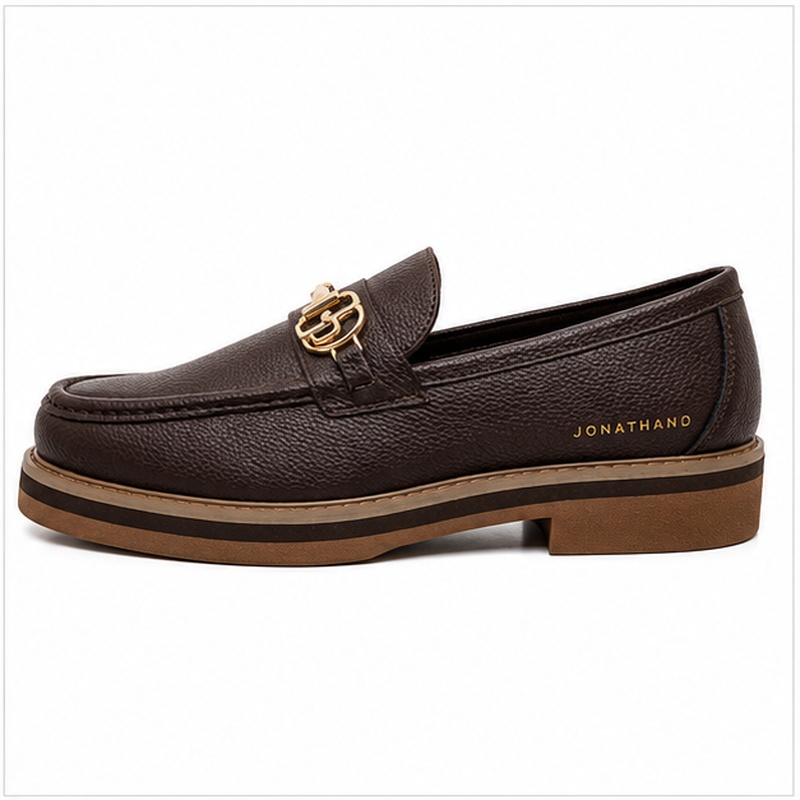 Jonathan D C34 Men’s Chocolate Brown Monogram Loafer – Gold-Tone Detail | Sizes 6–10 - Image 3