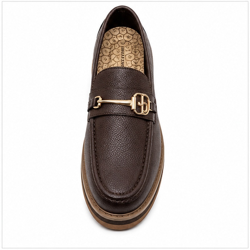 Jonathan D C34 Men’s Chocolate Brown Monogram Loafer – Gold-Tone Detail | Sizes 6–10 - Image 5