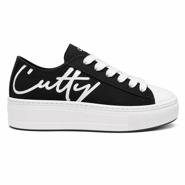 Cutty Tampa Low Sneakers – Black | Chunky Platform Canvas Sneakers