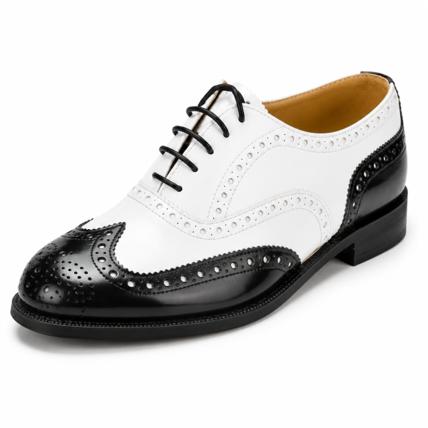 Crockett & Jones Damian Black & White Two-Tone Brogue Shoes – 62.C16692M - Image 4