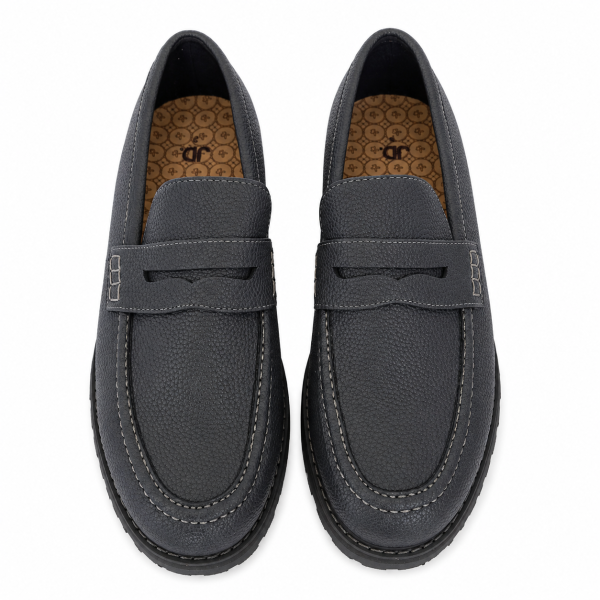 Jonathan D C59 Shadow Pebble Leather Moc Loafer – Chunky Sole Smart Casual Shoe