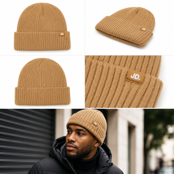 Alternative view of Jonathan D Ribbed Knit Beanie – Camel
