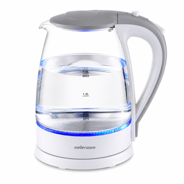 Mellerware 360 Degree 1.8L Glass Cordless Kettle – White