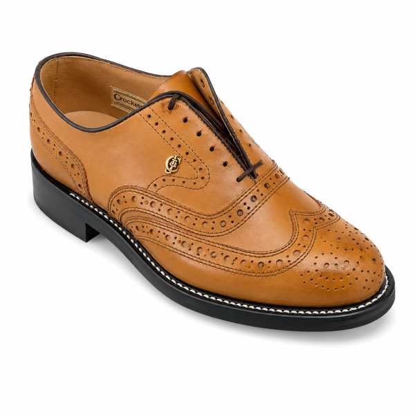 Crockett & Jones Biscuit Buff Calf Full Brogue Leather Shoes – 62.C15800A - Image 5