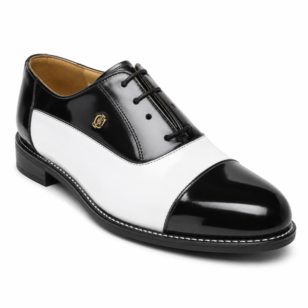 Crockett & Jones Cobbler Black & White Two-Tone Lace-Up Shoes – 62.C16778I