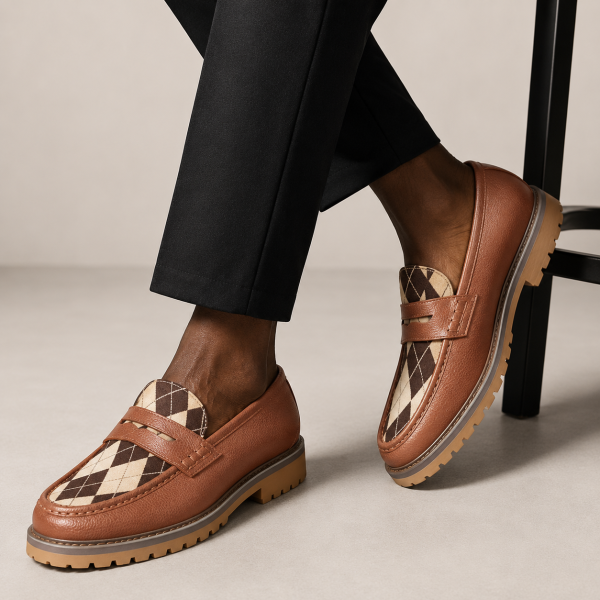 Alternative view of Jonathan D Argyle Chunky Loafer – Tan Brown | Smart Casual Slip-On Shoe