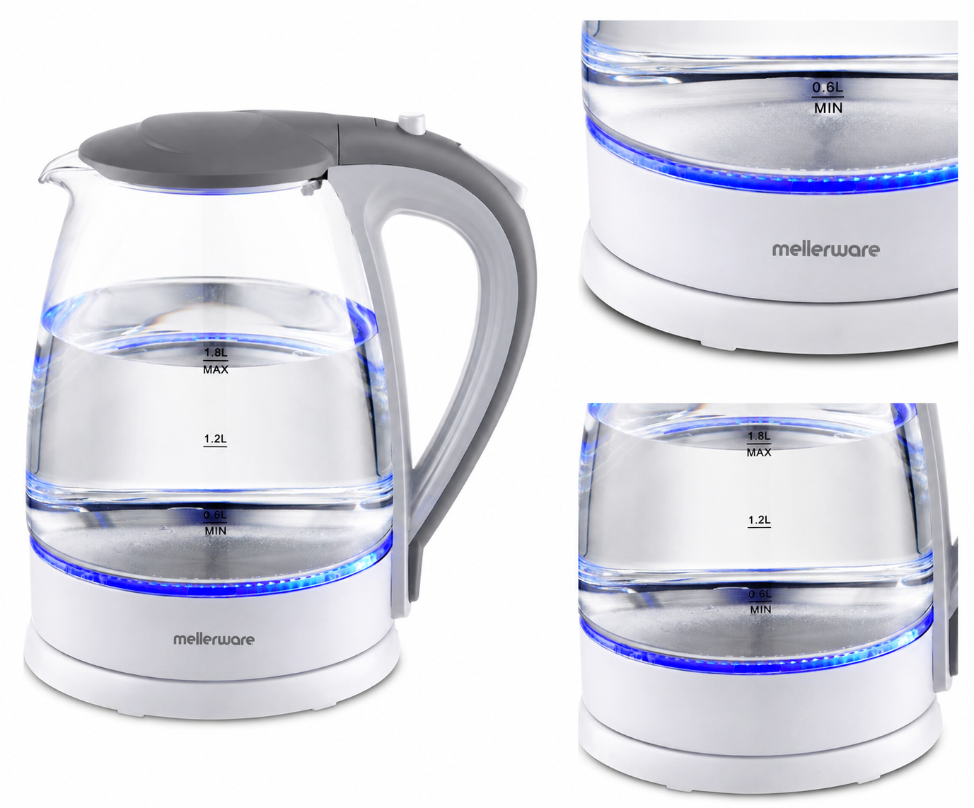 Mellerware 360 Degree 1.8L Glass Cordless Kettle – White - Image 3