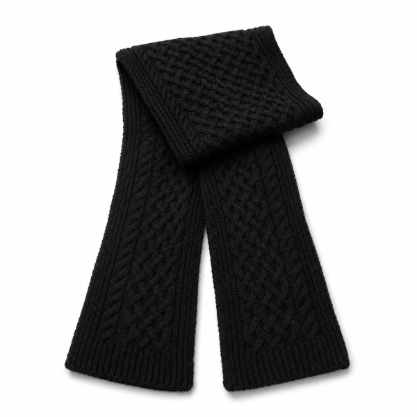 Alternative view of Jonathan D Wales Cable-Knit Scarf – Black