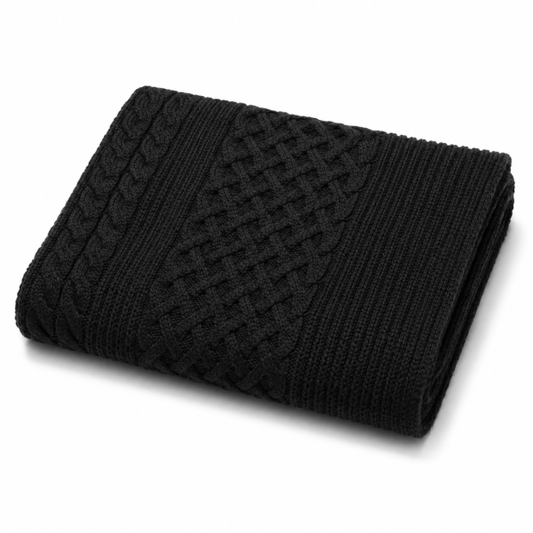 Jonathan D Wales Cable-Knit Scarf – Black - Image 3