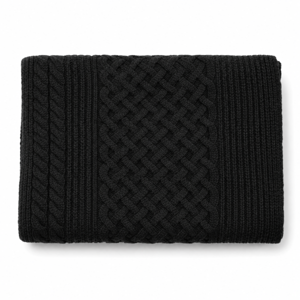 Jonathan D Wales Cable-Knit Scarf – Black - Image 4
