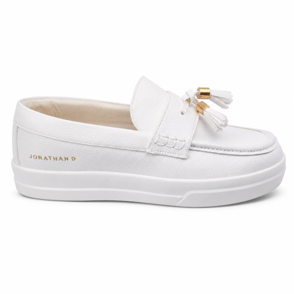 Jonathan D Tassel Platform Loafer – White | Chunky Smart Casual Shoe - Image 3