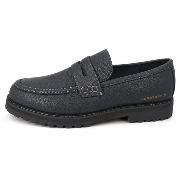 Jonathan D C59 Shadow Pebble Leather Moc Loafer – Chunky Sole Smart Casual Shoe - Image 4