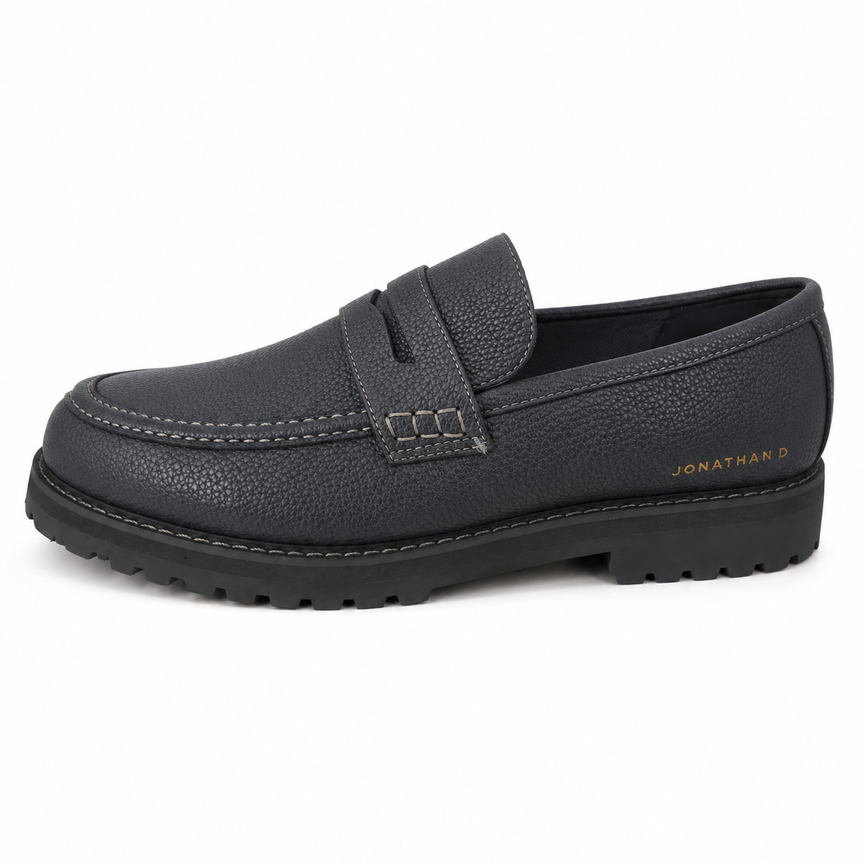Jonathan D C59 Shadow Pebble Leather Moc Loafer – Chunky Sole Smart Casual Shoe - Image 4