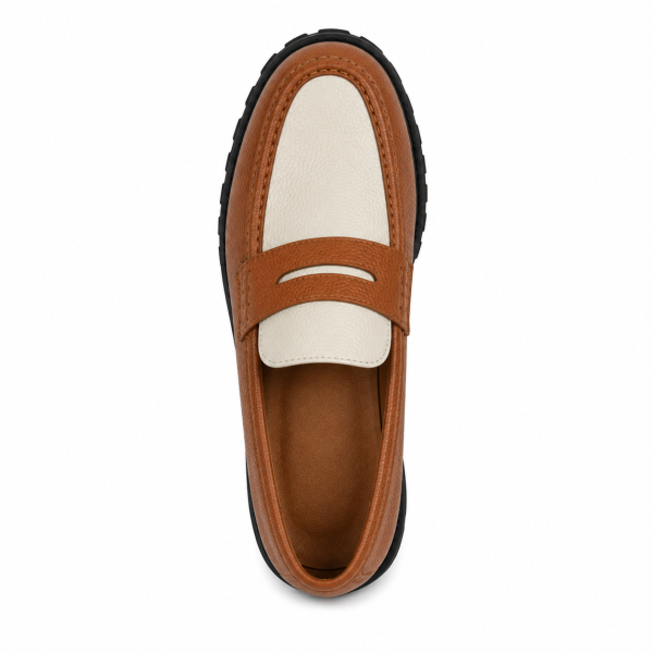 Jonathan D C64 Tan & Cream Pebble Moc Loafer – Chunky Sole Smart Casual Shoe - Image 5