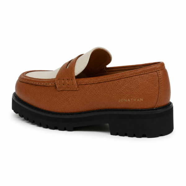 Jonathan D C64 Tan & Cream Pebble Moc Loafer – Chunky Sole Smart Casual Shoe - Image 6