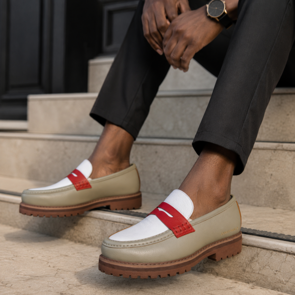 Alternative view of Jonathan D C7 Sage, White & Rust Moc Loafer – Chunky Sole Smart Casual Shoe
