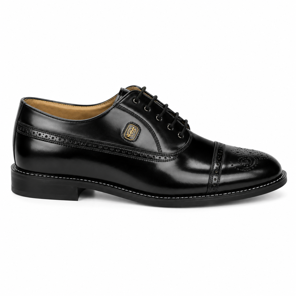 Crockett & Jones Cobbler Black Polished Brogue Lace-Up Shoes – 62.C15263F - Image 5