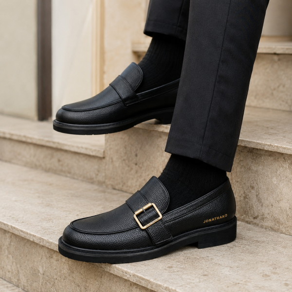 Alternative view of Jonathan D C62 Men’s Black Buckle Loafer – Smart Casual Slip-On Shoe