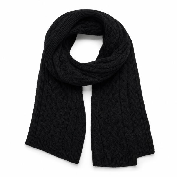 Jonathan D Wales Cable-Knit Scarf – Black - Image 5