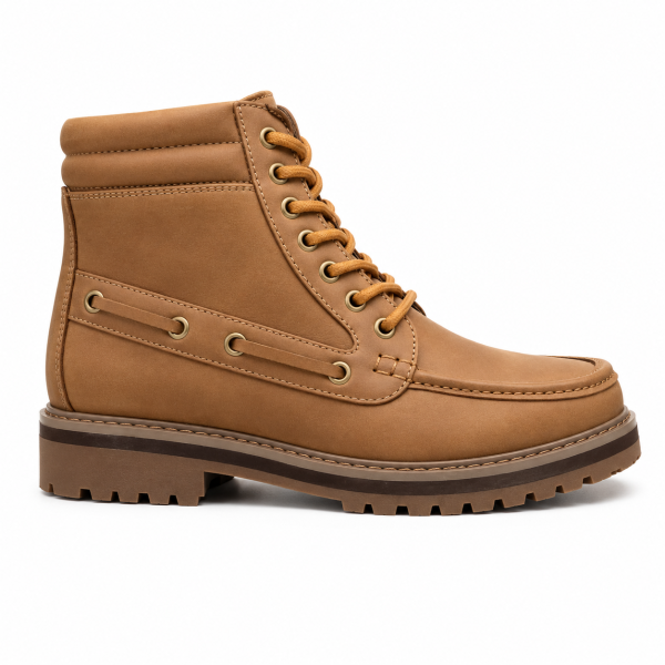Jonathan D Men’s Tan High-Top Moc Boot – Rugged Lace-Up Casual Boot - Image 5