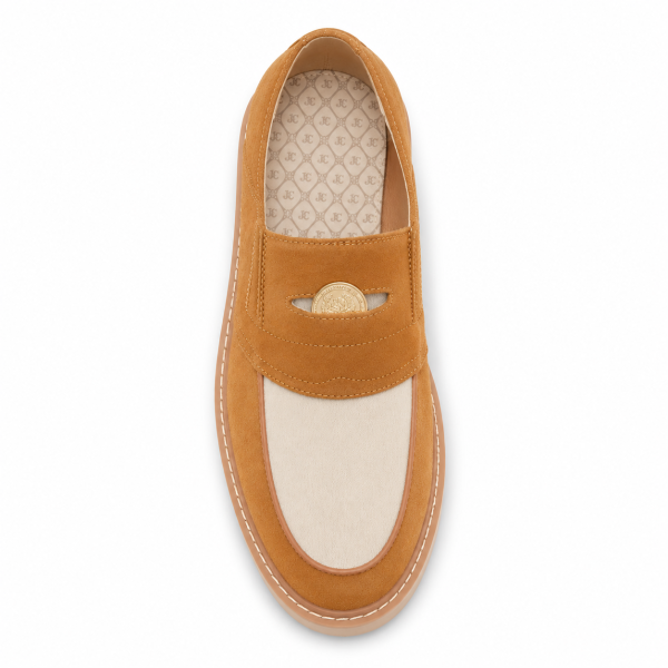 Jonathan D Cassidy Lion Two-Tone Suede Loafer – Tan & Cream | Sizes 6–10 - Image 5