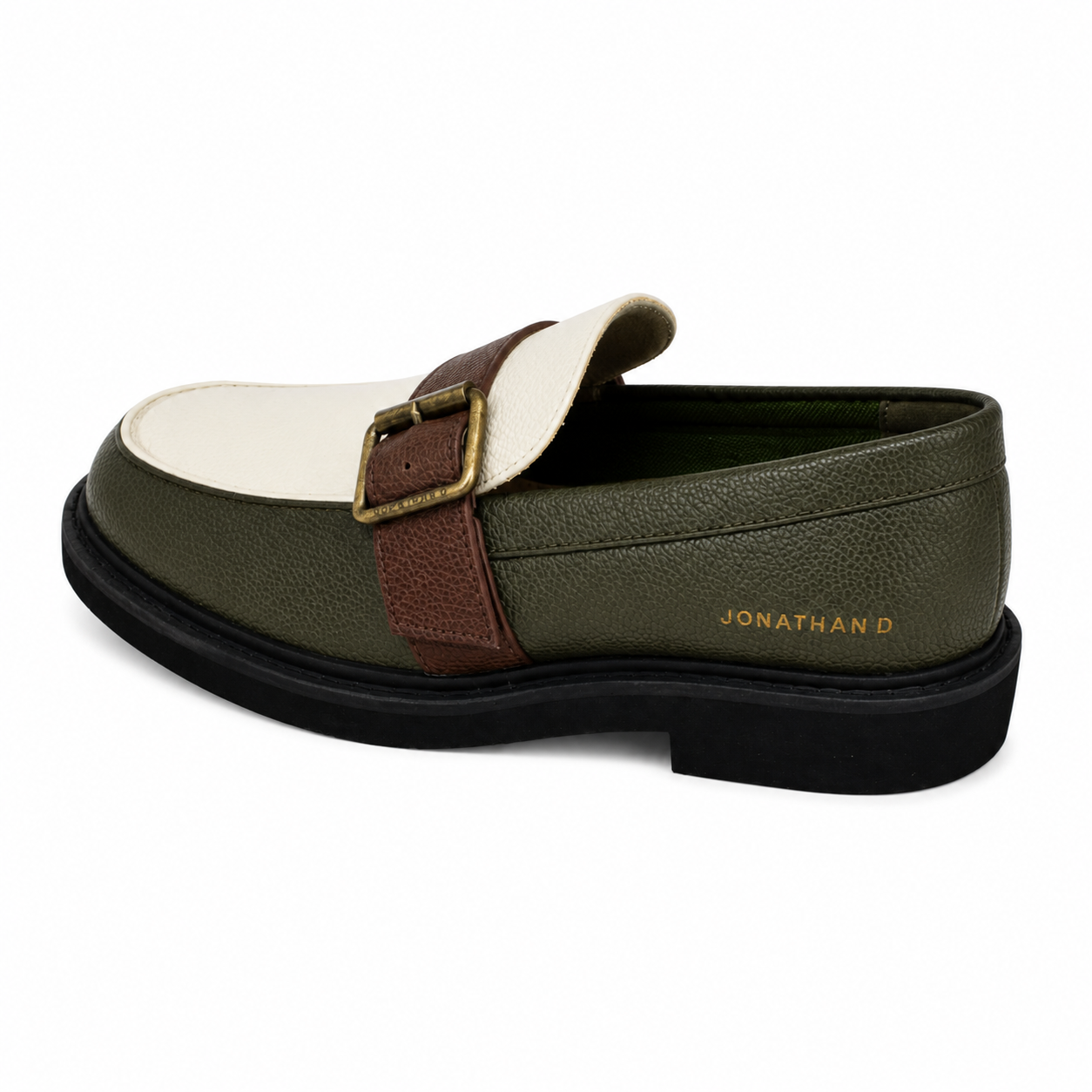 Jonathan D C69 Men’s Olive, Cream & Brown Buckle Loafer – Smart Casual Slip-On Shoe - Image 6