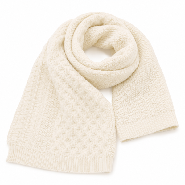 Jonathan D Wales Cable-Knit Scarf – Cream - Image 4