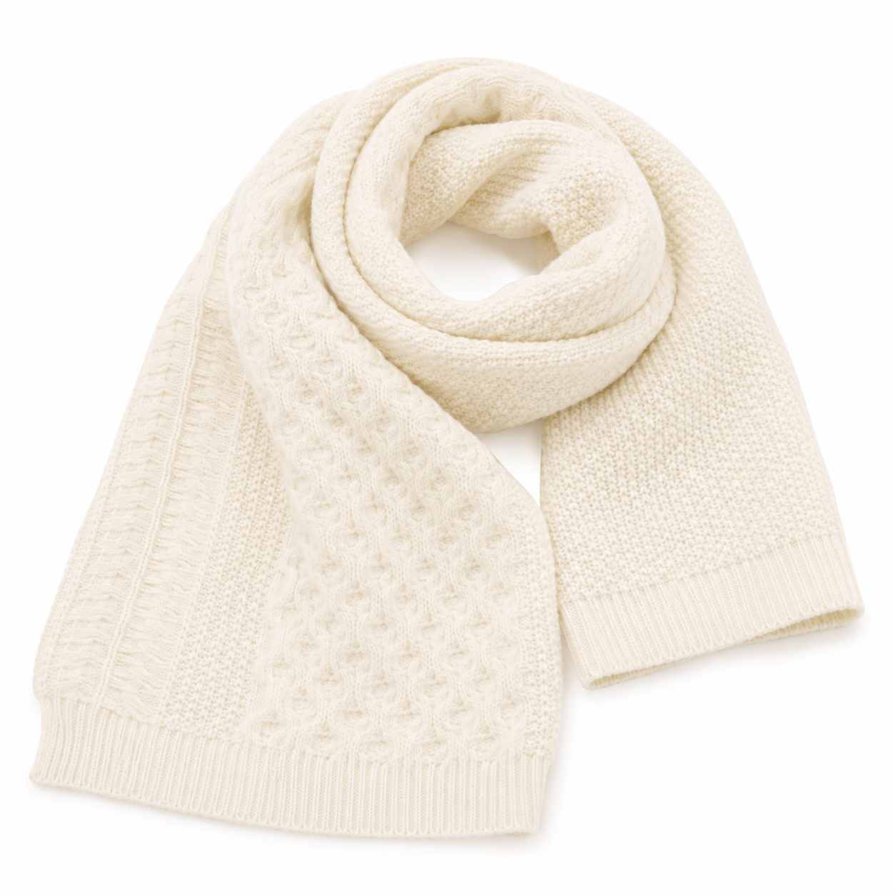 Jonathan D Wales Cable-Knit Scarf – Cream - Image 4