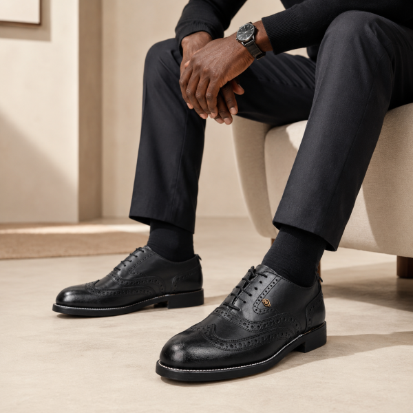 Alternative view of Crockett & Jones Black Buff Calf Full Brogue Oxford Shoes – Style 1688