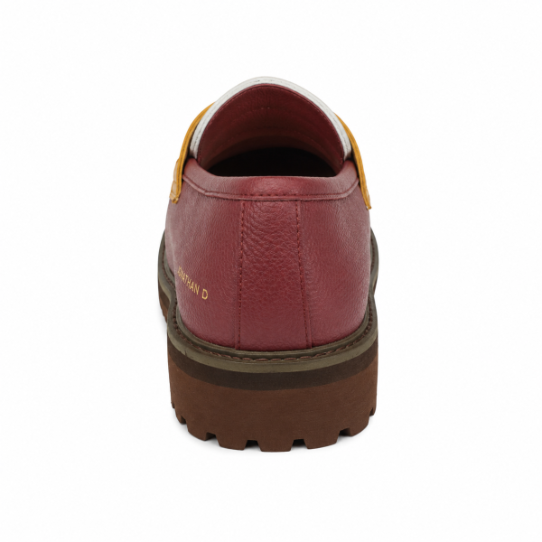 Jonathan D C29 Burgundy, White & Mustard Pebble Moc Loafer – Chunky Sole Smart Casual Shoe - Image 5