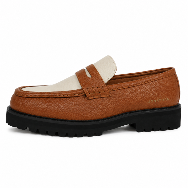 Jonathan D C64 Tan & Cream Pebble Moc Loafer – Chunky Sole Smart Casual Shoe - Image 7