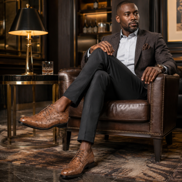 Alternative view of Crockett & Jones Gibson B-Kango Ostrich Leather Lace-Up Shoes – 15880