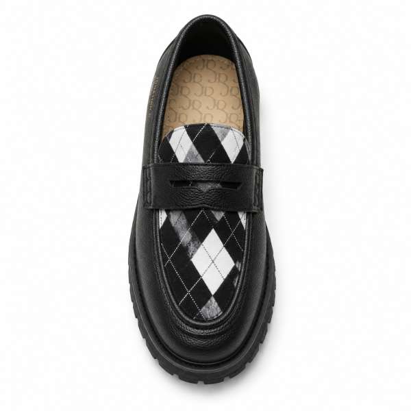 Jonathan D Argyle Print Chunky Loafer – Black | Smart Casual Slip-On Shoe - Image 5